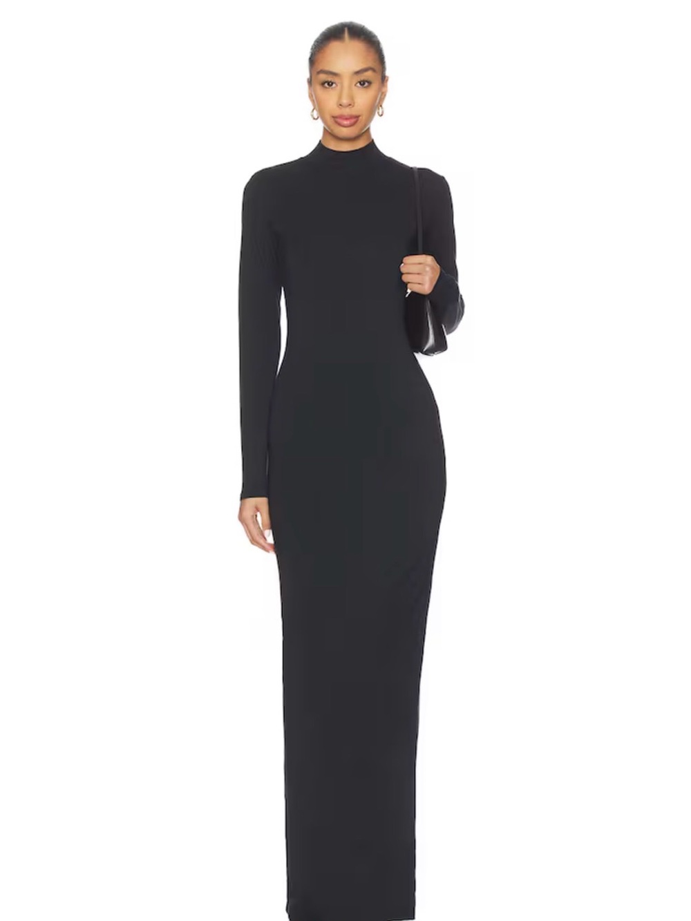 BRAND NEW WITHOUT TAGS! SKIMS Black Long-Sleeve Maxi Dress with High Neck